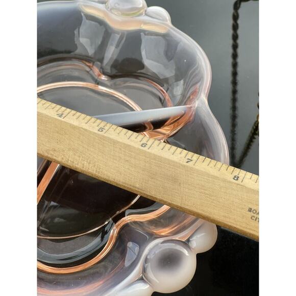 Duncan & Miller Glass Divided Dish Pink Opalescent‎ 8" Tray Plate 1930's Vintage - Picture 5 of 7